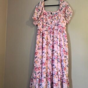 Shein Curve Floral Print Printed Ruffle Hem Maxi Women's Dress 4XL (20) NEW